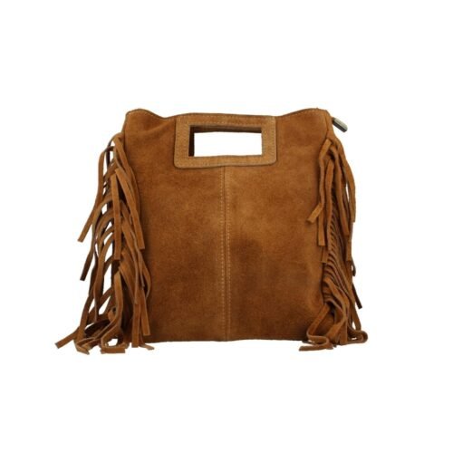 Handmade Moroccan Suede Bag with Fringes