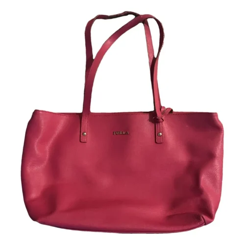 Pink Leather Tote Bag