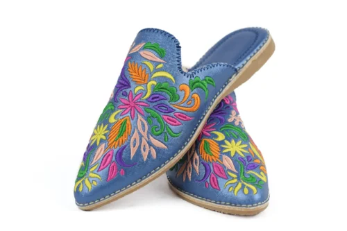 Babouches marocaines brodées en cuir